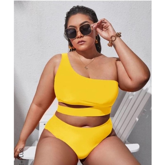 🏖️One Shoulder Cut Out Swim Top🏖️ NEW - Picture 2 of 8